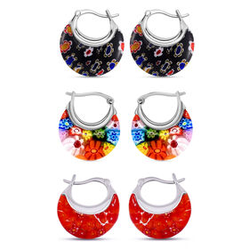 3er-Set Huggie-Ohrringe im Murano-Stil