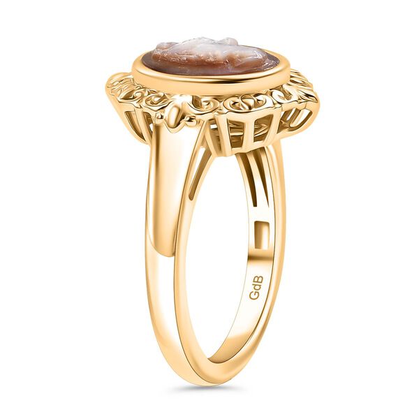 Italienischer Kamee Ring aus Conch-Muschel in Goldton image number 5