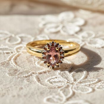 D'Joy Blush Turmalin, roter Diamant und Zirkon Ring - 1 ct.