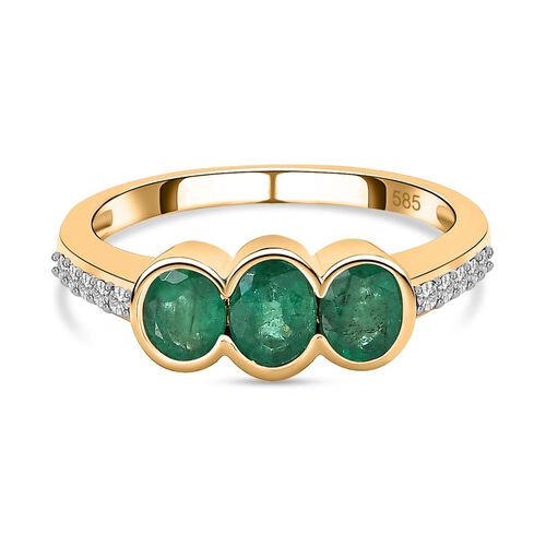 AAA Kagem sambischer Smaragd und Diamant Ring - 1,11 ct. image number 0