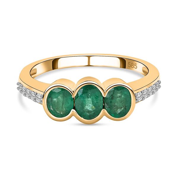 AAA Kagem sambischer Smaragd und Diamant Ring - 1,11 ct.