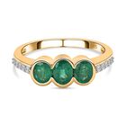 AAA Kagem Sambischer Smaragd, Weißer Diamant Ring, 585 Gold (Größe 19.00) ca. 1.11 ct