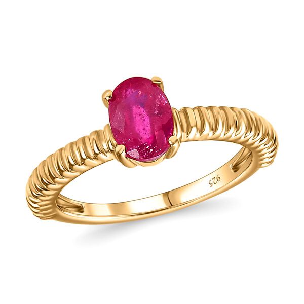 Afrikanischer Rubin (Fissure gefüllt) Ring, 925 Silber Gelbgold Vermeil, (Größe 19.00) ca. 1.09 ct image number 4