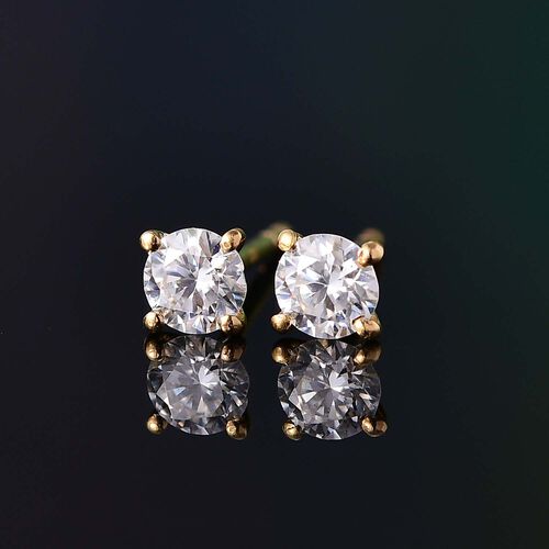 Moissanit Ohrringe, 925 Silber 750 Gelbgold Vermeil - 0,45 ct. image number 1