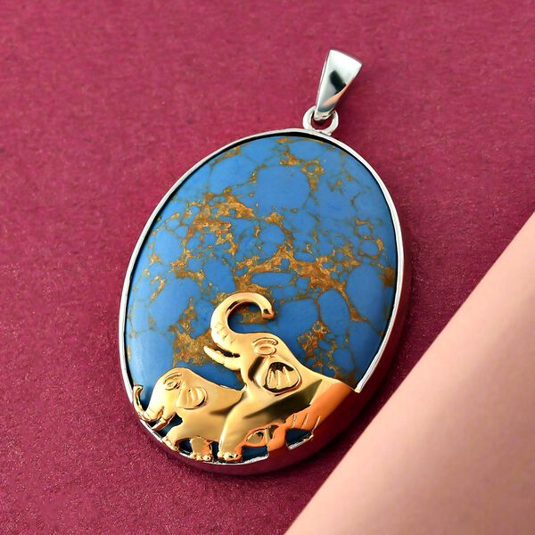 Zweifarbiger, blauer Mojave T&uuml;rkis Solit&auml;r Anh&auml;nger in Silber, 59,70 ct. image number 3