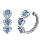 AA Blauer Zirkon, Weißer Zirkon Ohrringe 925 Silber rhodiniert ca. 2,90 ct.