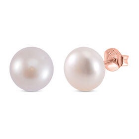 Weiße Süßwasser Perle Ohrringe 925 Silber 750 Roségold Vermeil
