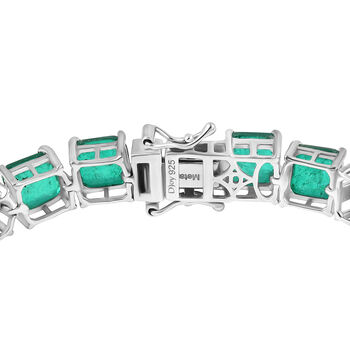 Smaragd-Quarz Triplette Armband ca. 18 cm 925 Silber Rhodiniert ca. 36,41 ct.