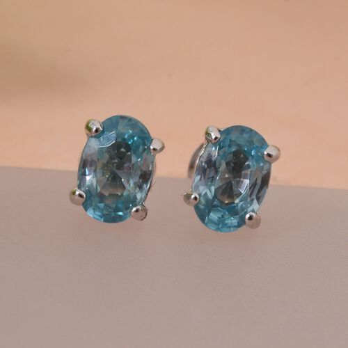 Blauer Zirkon Ohrringe 925 Silber rhodiniert ca. 1.56 ct image number 1