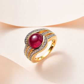 Afrikanischer Rubin und Zirkon-Ring - 6,98 ct.