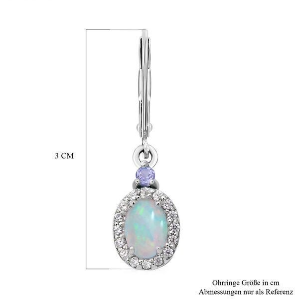 Nat&uuml;rliche, &auml;thiopische Welo Opal und Tansanit-Ohrringe, 925 Silber platiniert ca. 1,60 ct image number 3