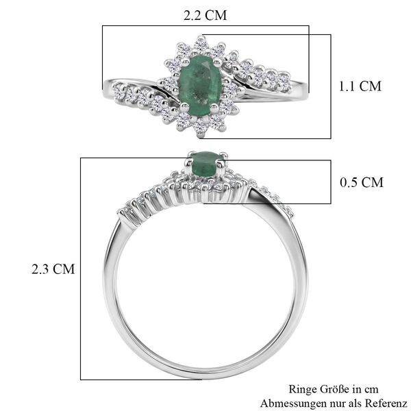 D'Joy Socoto Smaragd, Wei&szlig;er Zirkon Ring 925 Silber rhodiniert (Gr&ouml;&szlig;e 17.00) ca. 1,05 ct image number 6