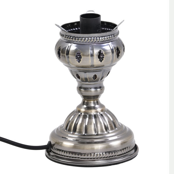 Handgefertigte orientalische Mosaik Glas Tischlampe - Zylinderform, Größe 13x13x40 cm, Orange image number 5