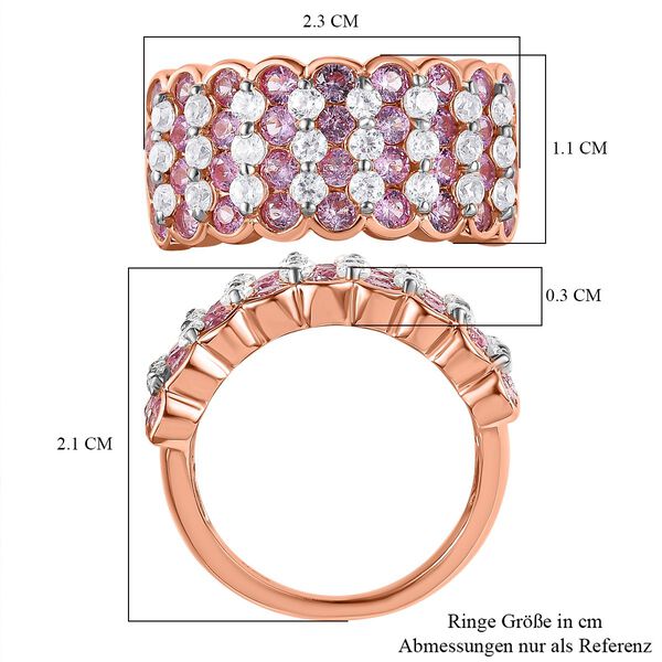 AA Rosa Saphir, Wei&szlig;er Zirkon Ring, 925 Silber Ros&eacute;gold Vermeil (Gr&ouml;&szlig;e 17.00) ca. 3.22 ct image number 7