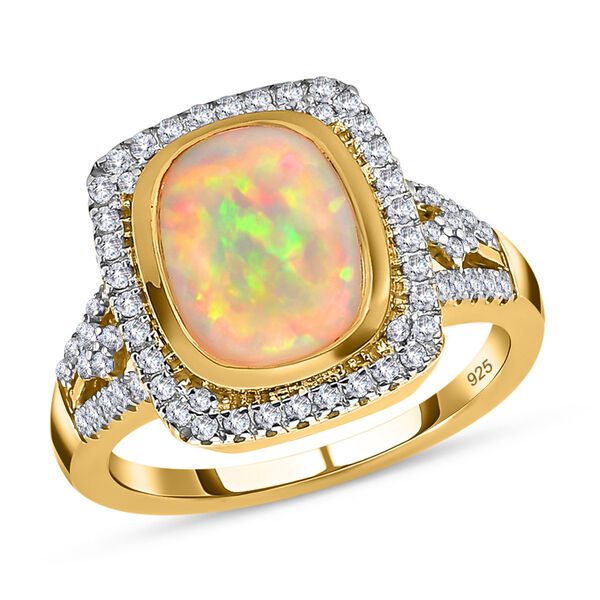 Natürlicher, äthiopischer Welo Opal und Zirkon-Halo-Ring - 3,78 ct. image number 4