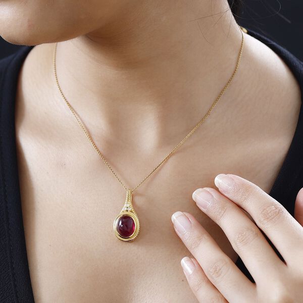 AA Afrikanischer Rubin (Fissure gef&uuml;llt), Moissanit Schmuckset 925 Silber Gelbgold Vermeil ca. 8.30 ct image number 3