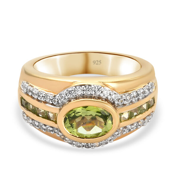 Nat&uuml;rlicher Peridot-Ring, 925 Silber vergoldet  ca. 2,09 ct