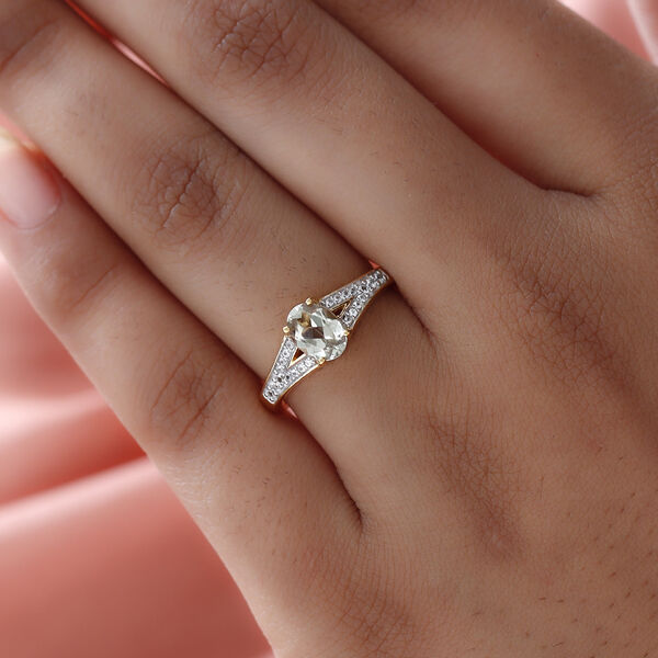 AAA Turkizit und wei&szlig;er Zirkon-Ring, 925 Silber Gelbgold Vermeil  ca. 0,99 ct image number 3