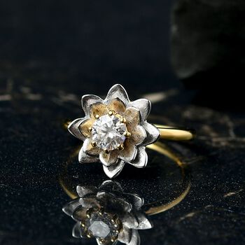 D&rsquo;Joy Moissanit zweifarbiger Ring - 0,43 ct.