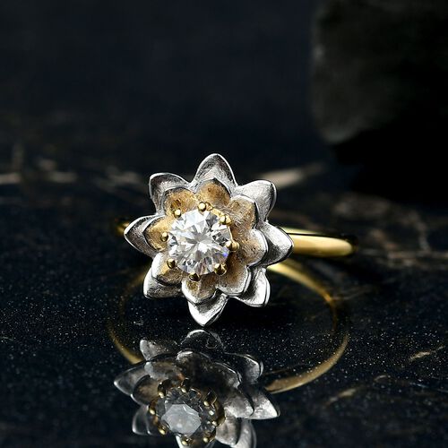 D’joy Moissanit Ring 925 Silber platiniert und vergoldet (Größe 18.00) ca. 0,43 ct image number 1