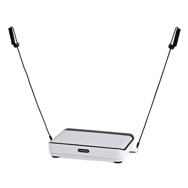 LIVMORE Vibrationsplatte Fitnessger&auml;t, 9 Programme, 99 Geschwindigkeitsstufen, Bluetooth mit Lautsprecher, Fernbedienung, 53 x 34 x 11 cm, Wei&szlig;