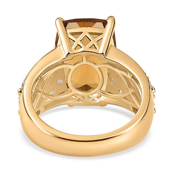 Citrin, weißer Zirkon Ring, 925 Silber vergoldet (Größe 17.00) ca. 7.07 ct image number 6