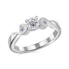 Moissanit Eternal Trio Ring, 925 Silber rhodiniert (Größe 18.00) ca. 0.72 ct