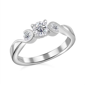 Moissanit Ring, 925 Silber rhodiniert - 0,72 ct.