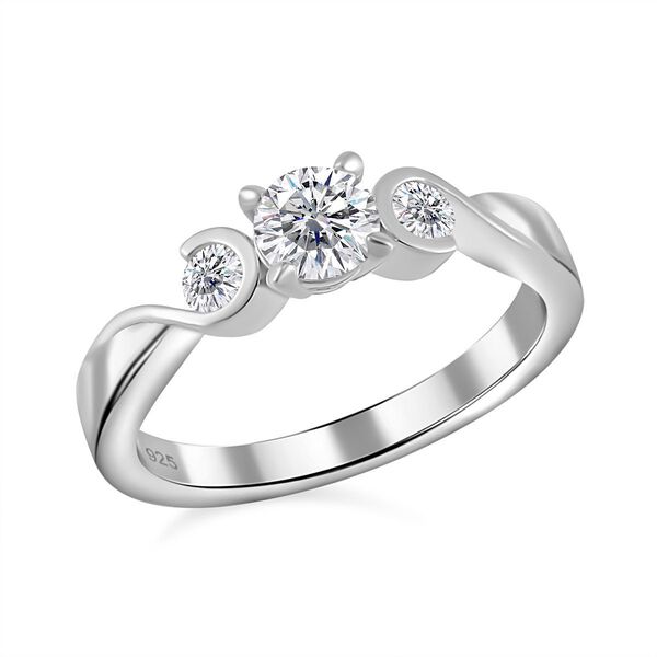 Moissanit Ring, 925 Silber rhodiniert - 0,72 ct.