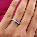 Tansanit und Zirkon Ring 925 Silber Platin-Überzug image number 2