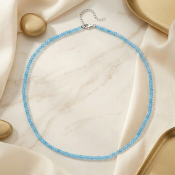 D'Joy Blau Topas Halskette ca. 45 cm 925 Silber Rhodiniert ca. 45,00 ct.