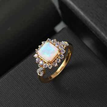 D'Joy Nat&uuml;rlicher, &auml;thiopischer Welo Opal, Tansanit und Moissanit Ring - 1,63 ct.