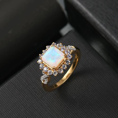 Opal Radiance - D joy Natürlicher, äthiopischer Welo Opal, Tansanit Starlit Ring, 925 Silber 750 Gelbgold Vermeil (Größe 17.00) ca. 1,63 ct image number 1