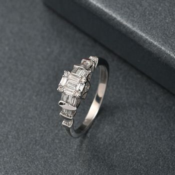 LUXURIANT SGL zertifizierter SI-GH Labor Diamant Ring, 925 Silber rhodiniert - 0,50 ct.