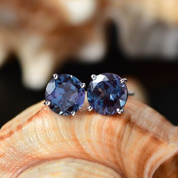 AAA Lab Grown Alexandrit Ohrringe 417 Gold ca. 3.12 ct