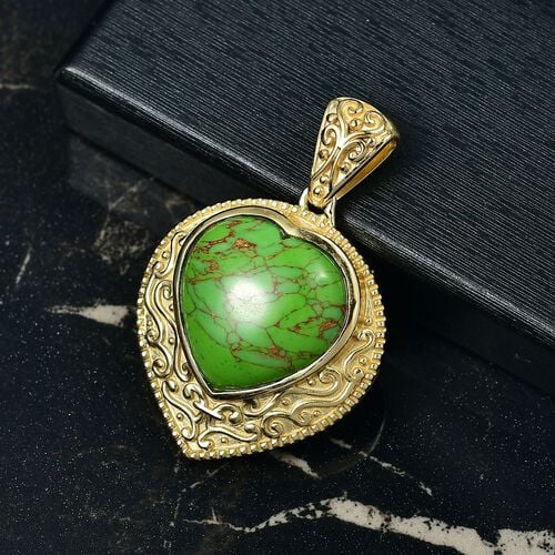 Grünes Türkis Anhänger Messing Nickelfreies Messing ca. 16.82 ct image number 1