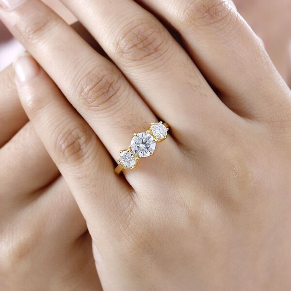 Moissanit Ring, 925 Silber 750 Gelbgold Vermeil - 2,06 ct. image number 3