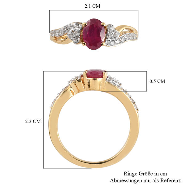 Afrikanischer Rubin und Zirkon-Ring, (Fissure gef&uuml;llt), 925 Silber vergoldet image number 8