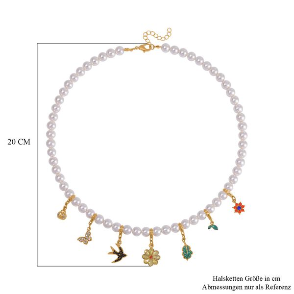 Wei&szlig;e Muschelkernperle Halskette ca. 50 cm Legierung Standard gelb vergoldet image number 5