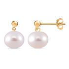 Weiße Muschelkernperle Perle Ohrringe 925 Silber vergoldet