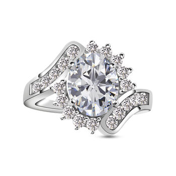 LUSTRO STELLA - Wei&szlig;er Zirkonia Ring 925 Silber rhodiniert (Gr&ouml;&szlig;e 16.00)