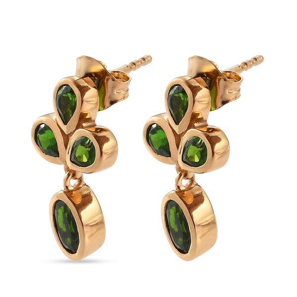 Nat&uuml;rlicher Chromdiopsid-Ohrh&auml;nger, 925 Silber vergoldet ca. 2,00 ct&nbsp; image number 4