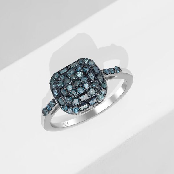 Blauer Diamant-Ring, 925 Silber platiniert  ca. 0,50 ct image number 2