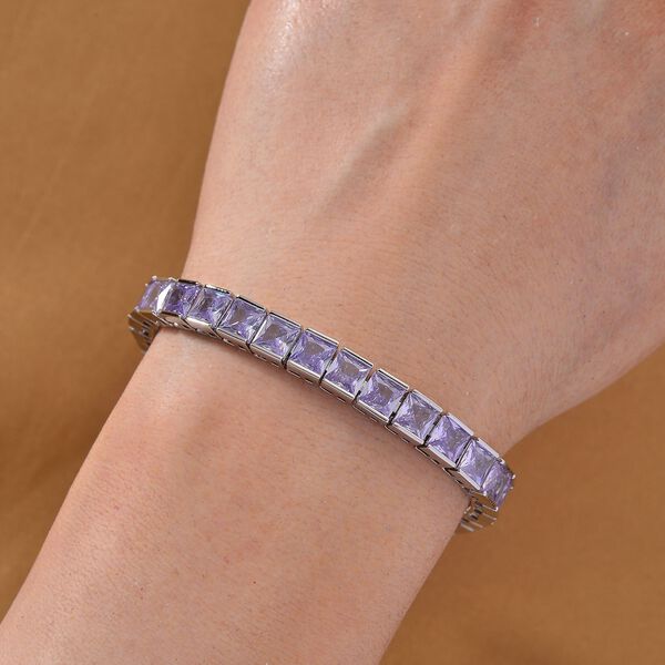 Lavendel kubisches Zirkonia Armband ca. 18 cm mit 2.5 cm extender, silberfarben image number 2