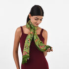 Bedruckter 100% Satin-Seidenschal, 48x160cm, Schmetterlinge gr&uuml;n