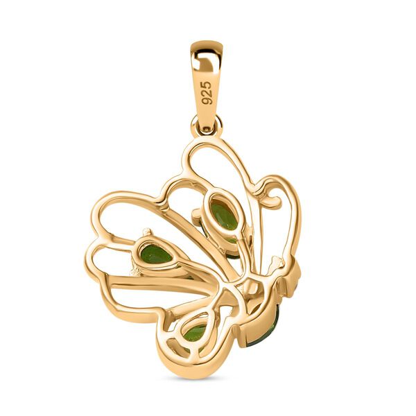 Nat&uuml;rlicher Chromdiopsid Anh&auml;nger 925 Silber vergoldet ca. 0.80 ct image number 5