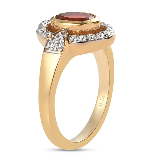 Mexikanischer Kirschfeuer-Opal und Zirkon Ring 925 Silber vergoldet  ca. 0,83 ct image number 4