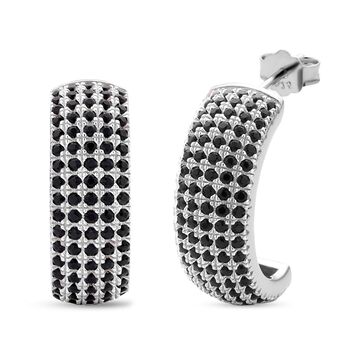 Schwarze Spinell Ohrringe, 925 Silber rhodiniert ca. 0,84 ct