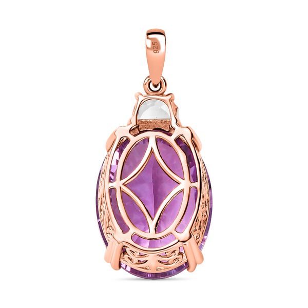 Rose De France Amethyst, Wei&szlig;er Topas Anh&auml;nger 925 Silber Ros&eacute;gold Vermeil ca. 19,02 ct. image number 5