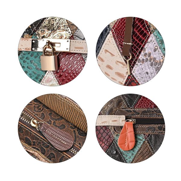 Chaos by Elsie-  Echtleder Tasche mit Regenbogen-Mattwebmuster image number 6